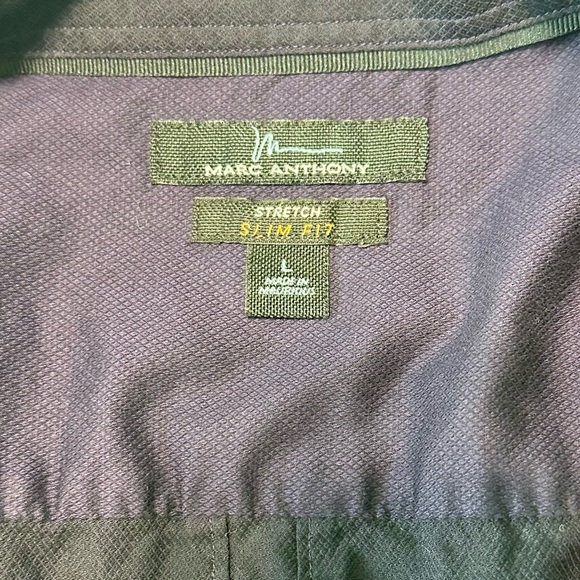 Marc Anthony Slim-Fit Stretch Shirt | Purple Fall Button-Down Top L - Picture 3 of 3